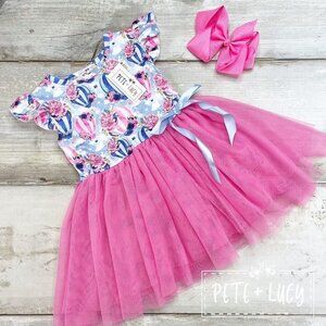 Pete + Lucy Dress 3T Balloon Beauty Cap Sleeve Girls Toddler Tulle Bow Dress NEW